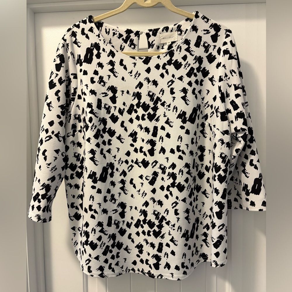 MELLODAY  Patterned 3/4 Sleeve Top Size 1X